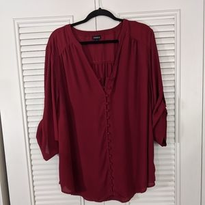 3/4 sleeve Burgundy Shirt